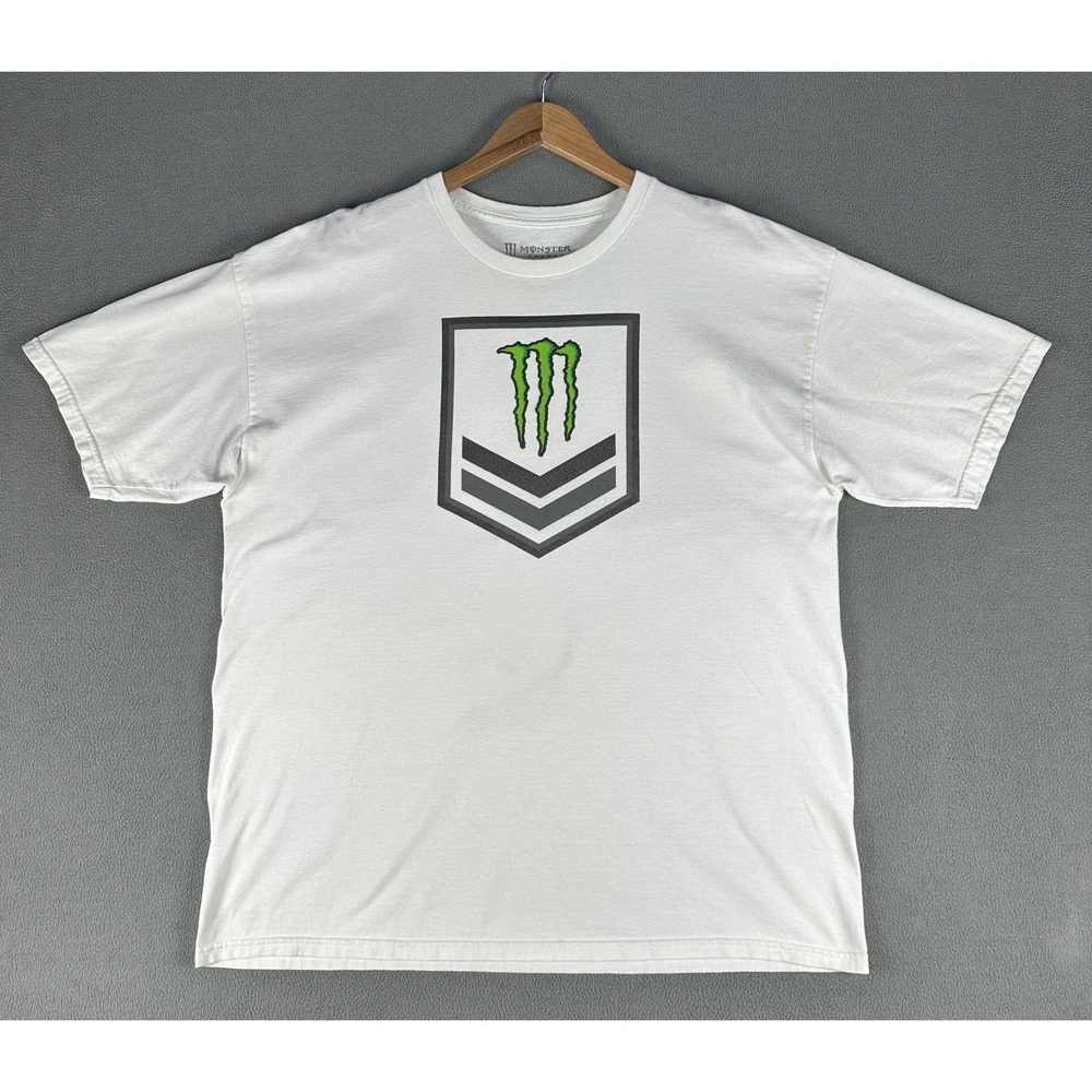 Monster Energy Shirt Mens XL White Unleash The Beast Promo Energy Drink